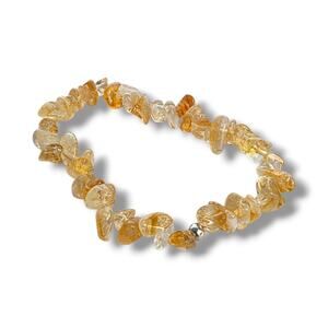KJC HSN 925 Sterling Silver Genuine Stone Citrine stretch Bracelet‎ 7” New